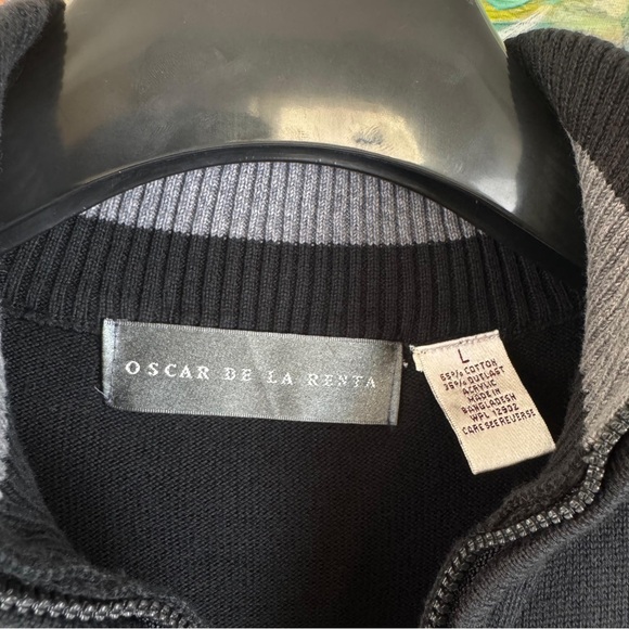 Oscar de la Renta Men’s Quarter Zip Sweater – Black - Picture 2 of 10